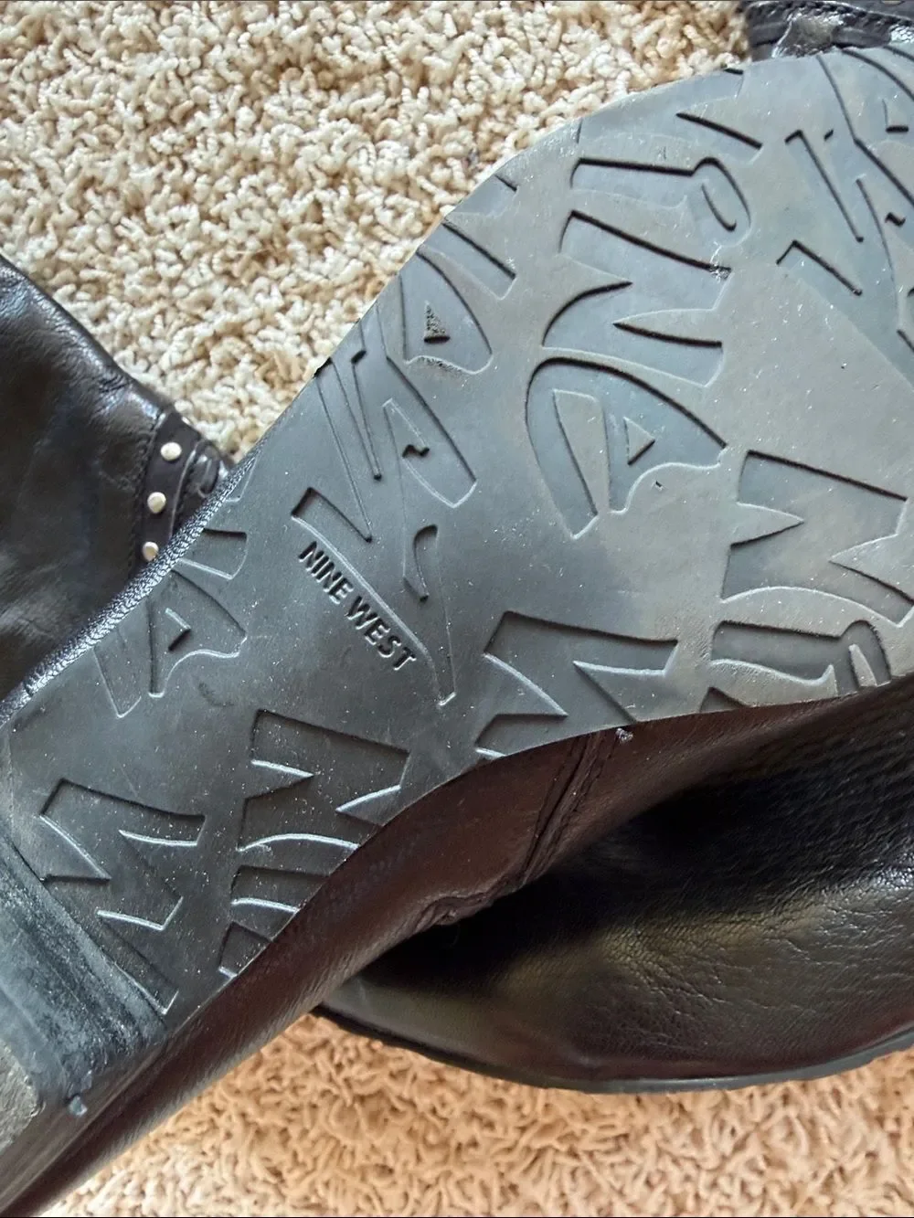 Nine West Black Over-The-Knee Studded Leather Boots